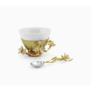 Michael Aram Cherry Blossom Porcelain Small Bowl with Spoon ONE PIECE